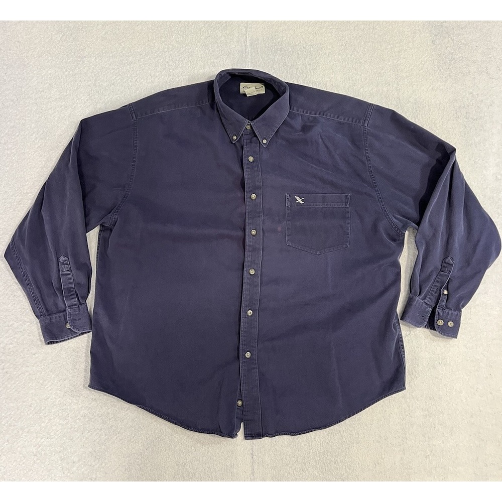 Vintage Eddie Bauer Shirt Men's Size XL Tall MT Blue Long Sleeve